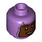 Minifig Head Izzy Hawthorne, Balaclava with Reddish Brown Face, Open Mouth Smile print