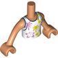 Minidoll Torso Boy with White Shirt, Dark Blue Trim, Palm Trees, Nougat Arms and Hands