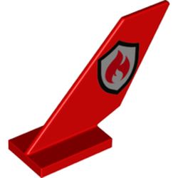 LEGO part 6239pr0023 Tail Shuttle with Fire Logo Print in Bright Red/ Red