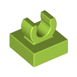 LEGO part 15712 Tile Special 1 x 1 with Clip with Rounded Edges in Bright Yellowish Green/ Lime