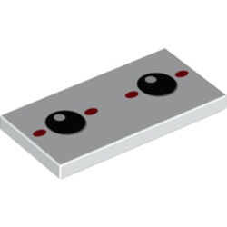 LEGO part 87079pr0264 Tile 2 x 4 with Black Eyes, Red Dots print in White