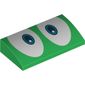 Slope Brick Curved 2 x 4 x 2/3 No Studs, with Bottom Tubes and Blue Eyes Print
