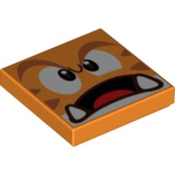 LEGO part 3068bpr0653 Tile 2 x 2 with Cat Goomba Face Print in Bright Orange/ Orange