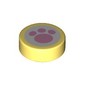 Tile Round 1 x 1 with Bright Pink Paw on White Background Print