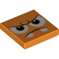 LEGO part 3068bpr0588 Tile 2 x 2 with Angry Face, Fangs print in Bright Orange/ Orange