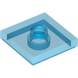 LEGO part 87580 Plate Special 2 x 2 with Groove and Center Stud (Jumper) in Transparent Blue/ Trans-Dark Blue