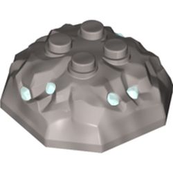 LEGO part 87398 Rock 4 x 4 x 1 1/3, Top with Tans-Light Blue Crystals Pattern in Silver Metallic/ Flat Silver