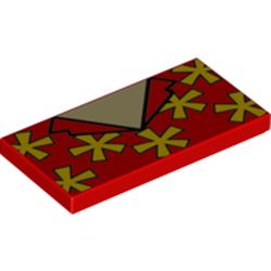 LEGO part 87079pr0263 Tile 2 x 4 with Groove with Hawaiian Shirt and Tan Neck Print in Bright Red/ Red