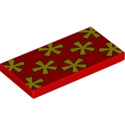 LEGO part 87079pr0262 Tile 2 x 4 with Groove with Hawaiian Shirt Print in Bright Red/ Red