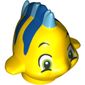 Animal, Fish with Large Eyes, Medium Blue Dorsal and Tail Fin and Blue Stripes on Top Print (Flounder / Fabius)