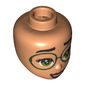 Minidoll Head, Olive Green Eyes, Dark Green Glasses, Dark Red Lips print