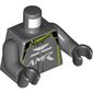Torso Racing Jacket, Lime Trim, 'AMR' Logo Print, Dark Bluish Gray Arms, Black Hands