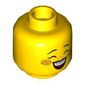 Minifig Head Groom, Eyelashes, Bright Light Orange Cheeks, Medium Nougat Freckles, Lopsided Grin / Open Mouth Smile with Braces Print