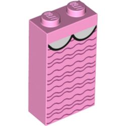 LEGO part 22886pr0003 Brick 1 x 2 x 3 with Dark Pink Squibbly Lines, White Half Circles in Light Purple/ Bright Pink