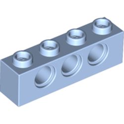 LEGO part 3701 Technic Brick 1 x 4 [3 Holes] in Light Royal Blue/ Bright Light Blue