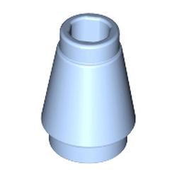 LEGO part 59900 Cone 1 x 1 [Top Groove] in Light Royal Blue/ Bright Light Blue