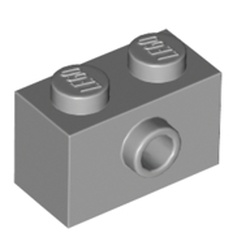 LEGO part 86876 Brick Special 1 x 2 with 1 Center Stud on 1 Side in Medium Stone Grey/ Light Bluish Gray