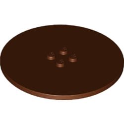 LEGO part 6177b Plate Special Round 8 x 8 with 2 x 2 Center Studs with Groove in Reddish Brown