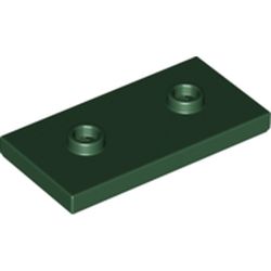 LEGO part 65509 Plate Special 2 x 4 with Groove and Two Center Studs (Jumper) in Earth Green/ Dark Green