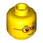 Minifig Head, Eyebrows, Red Glasses, Smile Print