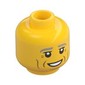 Minifig Head, Light Bluish Gray Eyebrows, Dark Orange Cheek Lines, Open Mouth Smile Print