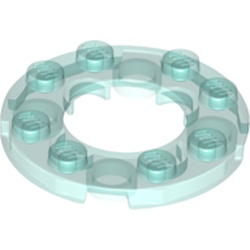 LEGO part 11833 Plate Round 4 x 4 with 2 x 2 Hole in Transparent Light Blue/ Trans-Light Blue