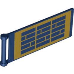 LEGO part 30292pr9997 Flag 7 x 3 with Rod with Gold Solar Panel print in Earth Blue/ Dark Blue