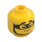 Minifig Head Criminal, Dark Brown Thick Eyebrows and Beard, Black Eyemask, Worried Print