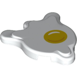 LEGO part 80677pr0001 Tile Special, Splat with Rounded Sides, Fried Egg Print in White