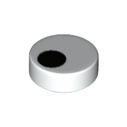 LEGO part 98138pr0273 Tile Round 1 x 1 with Black Off-Center Dot/Circle/Eye print in White