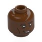 Minifig Head War Machine / Val-Zod, Thick Eyebrows, Dark Brown Cheek Lines, Lopsided Smile with Teeth Print