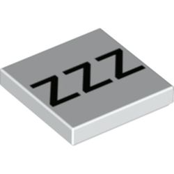 LEGO part 3068bpr9487 Tile 2 x 2 with Black 'ZZZ' print in White