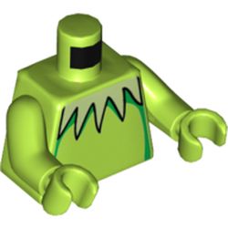 LEGO part 973c18h18pr0002 Torso, Yellowish Green Collar, Green Shadow print, Lime Arms and Hands in Bright Yellowish Green/ Lime