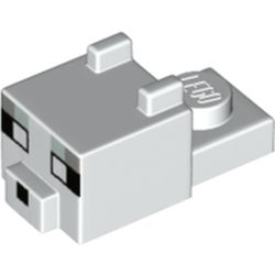 LEGO part 24008pr0078 Animal Body Part, Cat Head 1 x 2 with Cube with Ears, Nose and Pixelated Face print in White