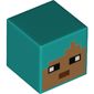 Minifig Head Special, Cube with Pixelated Medium Nougat Face, White Eyes Print