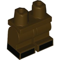 LEGO part 37364pr2254 Legs and Hips Medium with Black Shoes print in Dark Brown
