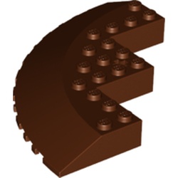 LEGO part 58846 Brick Round Corner 10 x 10 with Slope 33° Edge, Axle Hole, Facet Cutout in Reddish Brown