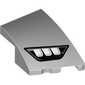 Slope Curved 3 x 2 with Stud Notch Right with 3 White Headlights in Black Frame print