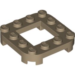 LEGO part 79387 Plate Round Corners 4 x 4 x 2/3 Circle with 2 x 2 Cutout in Sand Yellow/ Dark Tan