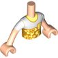 Minidoll Torso Boy with Bright Light Yellow/White Shirt, Flowers, Light Nougat Arms and Hands