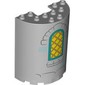 Cylinder Half 3 x 6 x 6 with 1 x 2 Cutout with Window, Yellow Pane, Dark Turquoise Border print