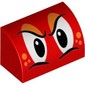 Brick Curved 1 x 2 x 1 No Studs with Angry Eyes, Orange Spots Print