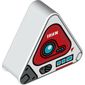 Duplo Brick 1 x 3 x 2 Triangle with Silver and Red Panels, Dark Azure Circle, White 'IVAN' Print