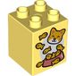 Duplo Brick 2 x 2 x 2 with Fish, Bowl, and Cat Face Print
