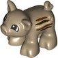 Duplo Animal Pig, Short, Semi-Circular Eyes, Tan, Reddish Brown, and Dark Brown Stripes (Wild Boar) Print