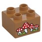 Duplo Brick 2 x 2 with Red Toadstools Print