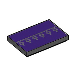 Tile 2 x 3 with Dark Purple Background and Buttons in Buttonholes Print