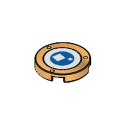Tile Round 2 x 2 with Blue Brickheadz Eye, Pearl Gold Border print