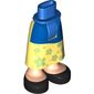 Minidoll Hips and Skirt with Ankles Blue Apron, Yellowish green Flowers, Black Shoes