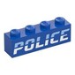 Brick 1 x 4 with Bright Light Blue and White 'POLICE' Print